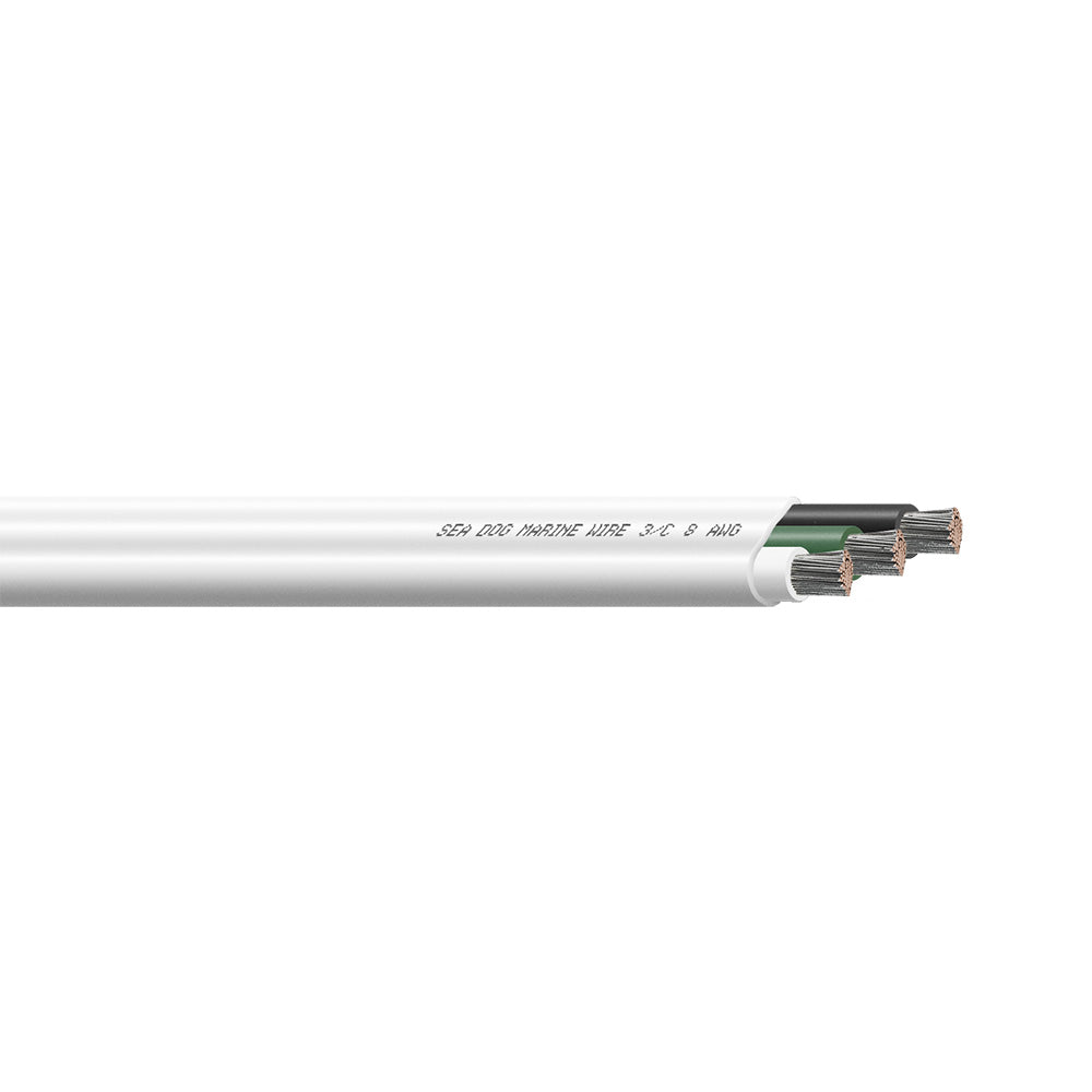 Sea-Dog 8/3 AWG Flat Triplex Wire - White/Green/Black - 25' — marine wire