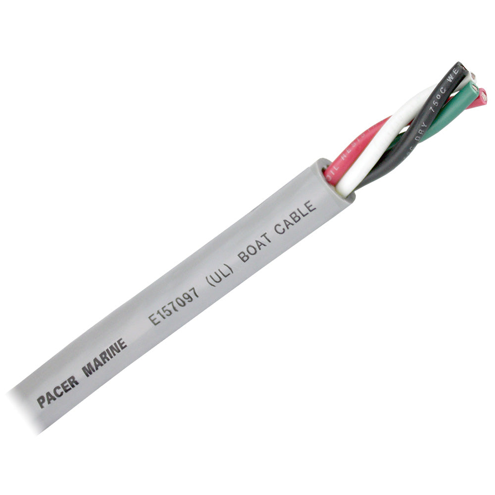 Pacer Round 4 Conductor Cable - 100' – Grey Jacket - 8/4 AWG - Black, Red, Green, & White — marine wire