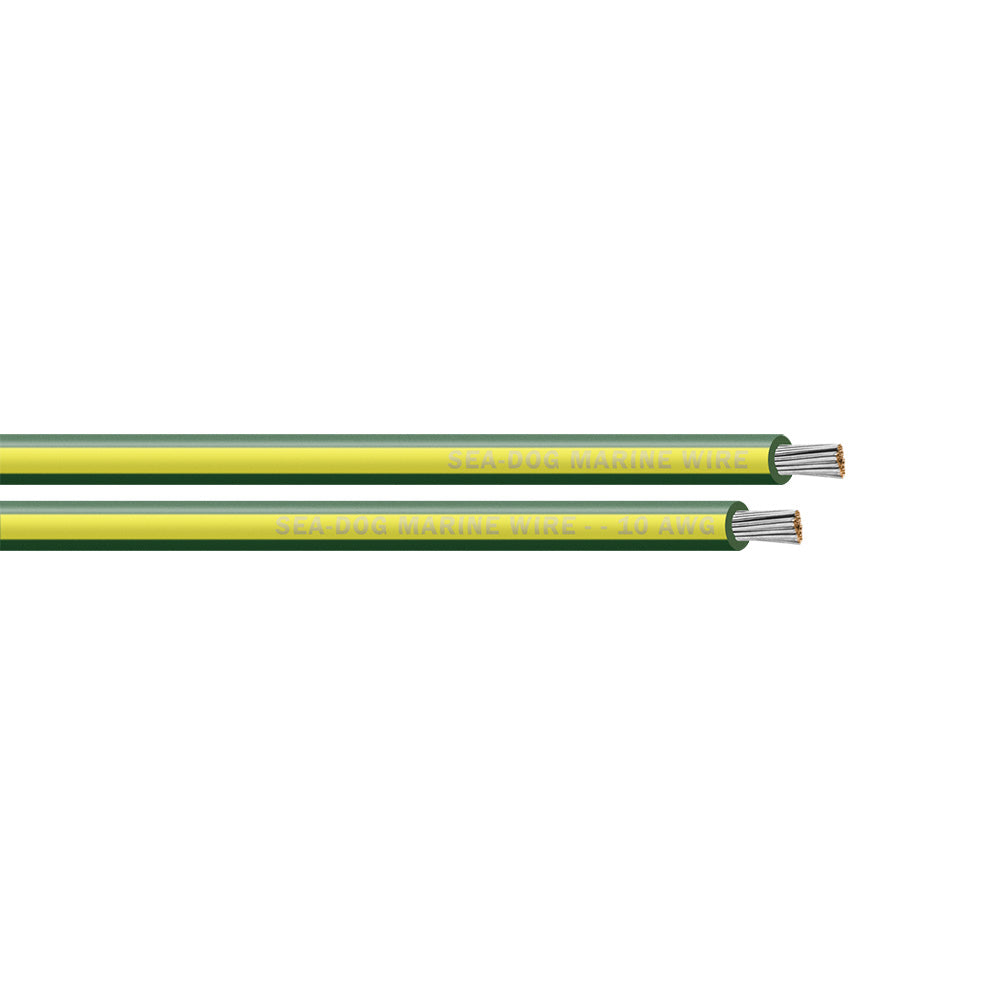 Sea-Dog 10 AWG Green/Yellow Stripe Primary Wire - 100' — marine wire