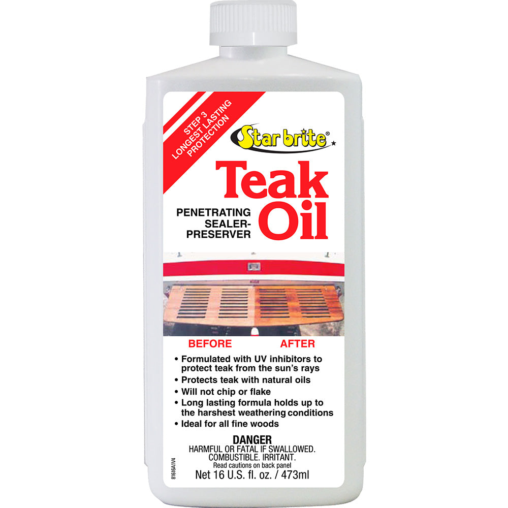 Star brite Teak Oil - Long Lasting, Penetrating, Sealer, & Preserver w/UV Inhibitors - 16 oz — marine cleaning