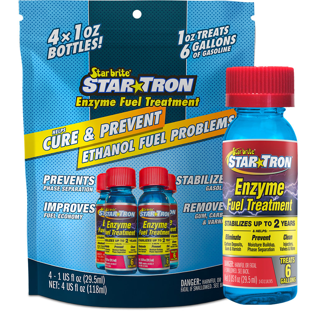Star brite Star-Tron Enzyme Fuel Treatment - Classic Gas Formula - Contains (4) 1 oz Bottles — marine cleaning