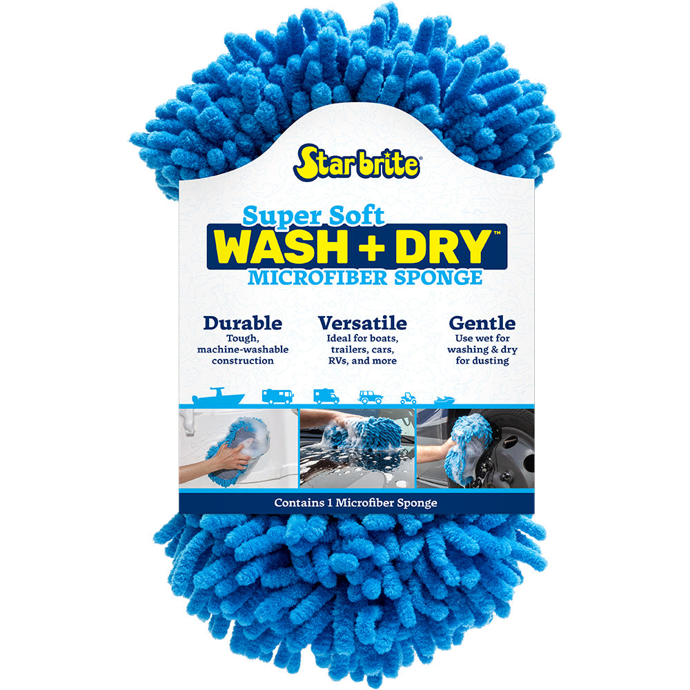 Star brite Microfiber Reggae Sponge - Blue, Dual-Sided Scrubbing & Dusting — marine cleaning