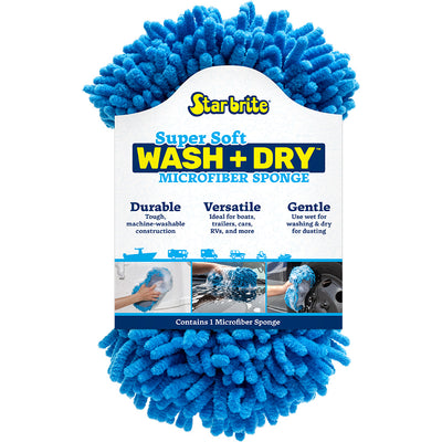 Star brite Microfiber Reggae Sponge - Blue, Dual-Sided Scrubbing &amp; Dusting