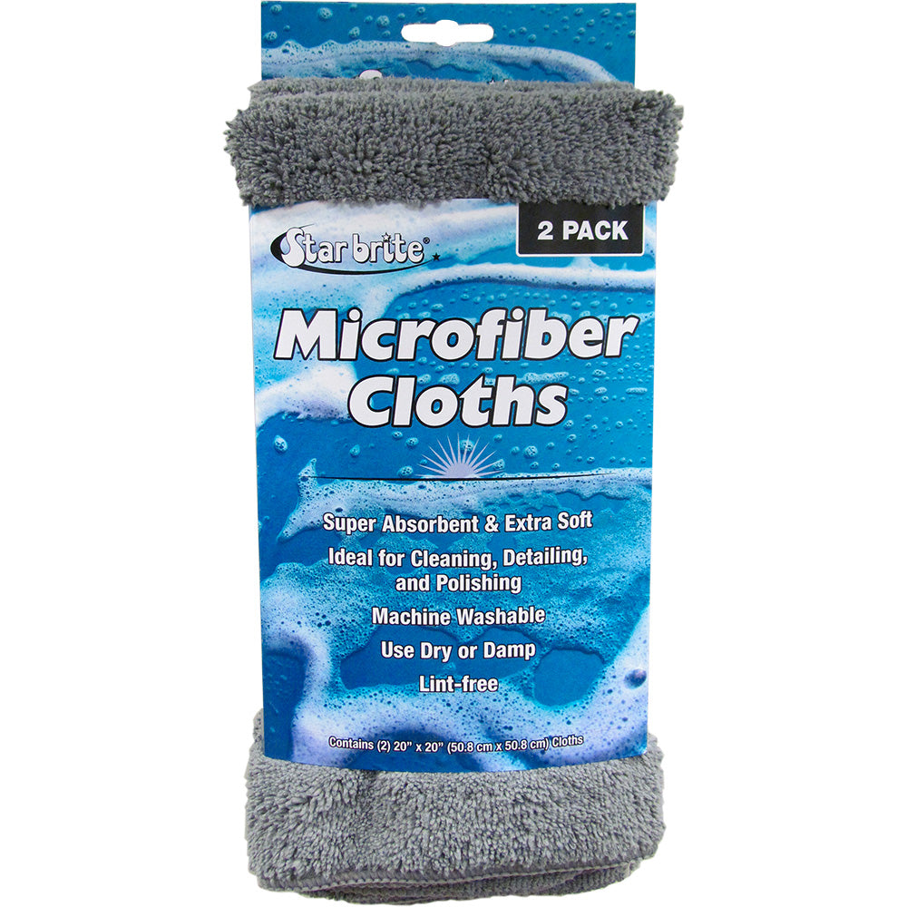 Star brite Microfiber Cloths 2 Pack - 20" x 20" Super Absorbent & Soft Towels — marine cleaning