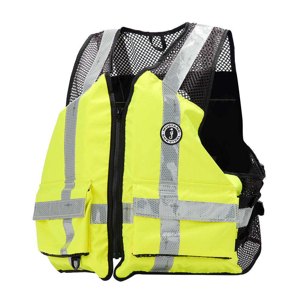 Mustang Survival Mustang Industrial Mesh Vest - Hi-Vis Fluorescent Yellow Green - Large/XL — marine personal flotation devices