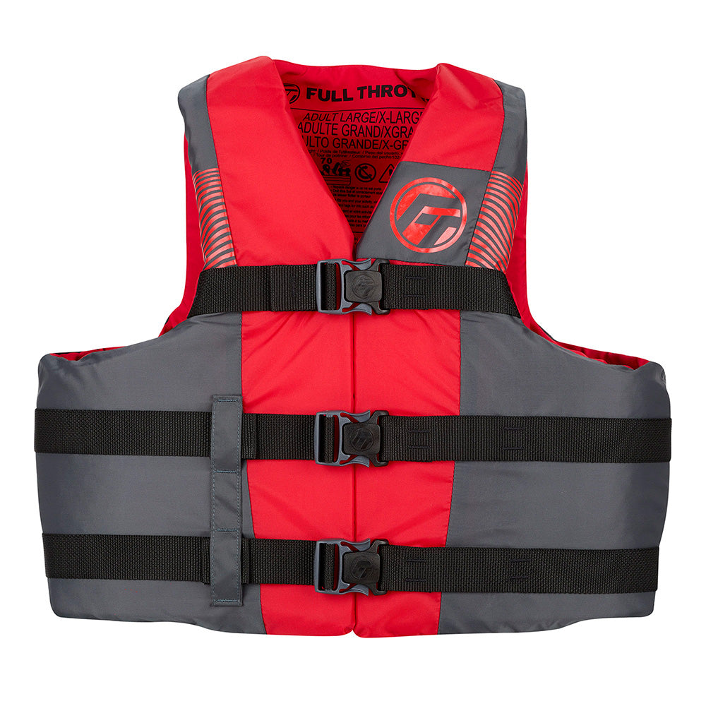 Full Throttle Adult Nylon Life Jacket - 2X/4X - Black/Red — marine watersports