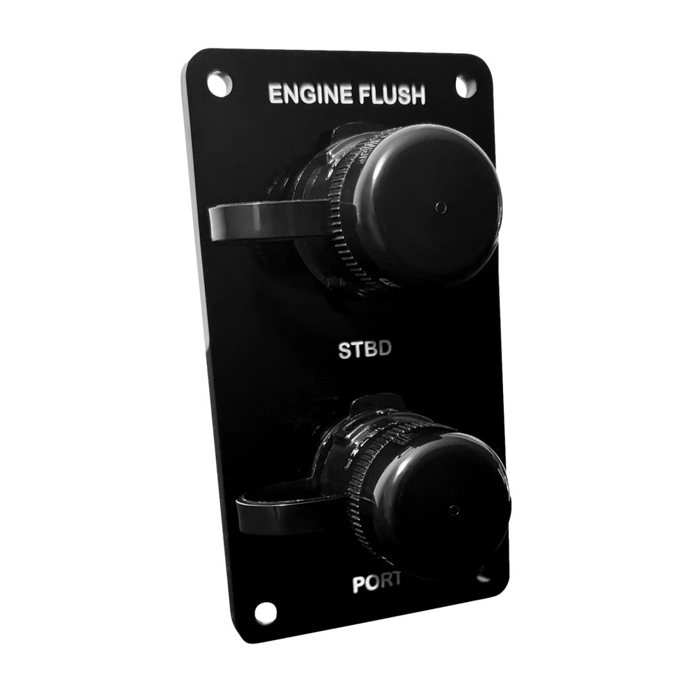 Flushmaster Vertical Dual Outlet Flush Port Reroute - Black Acrylic - 3/8" Barb — marine flush kits
