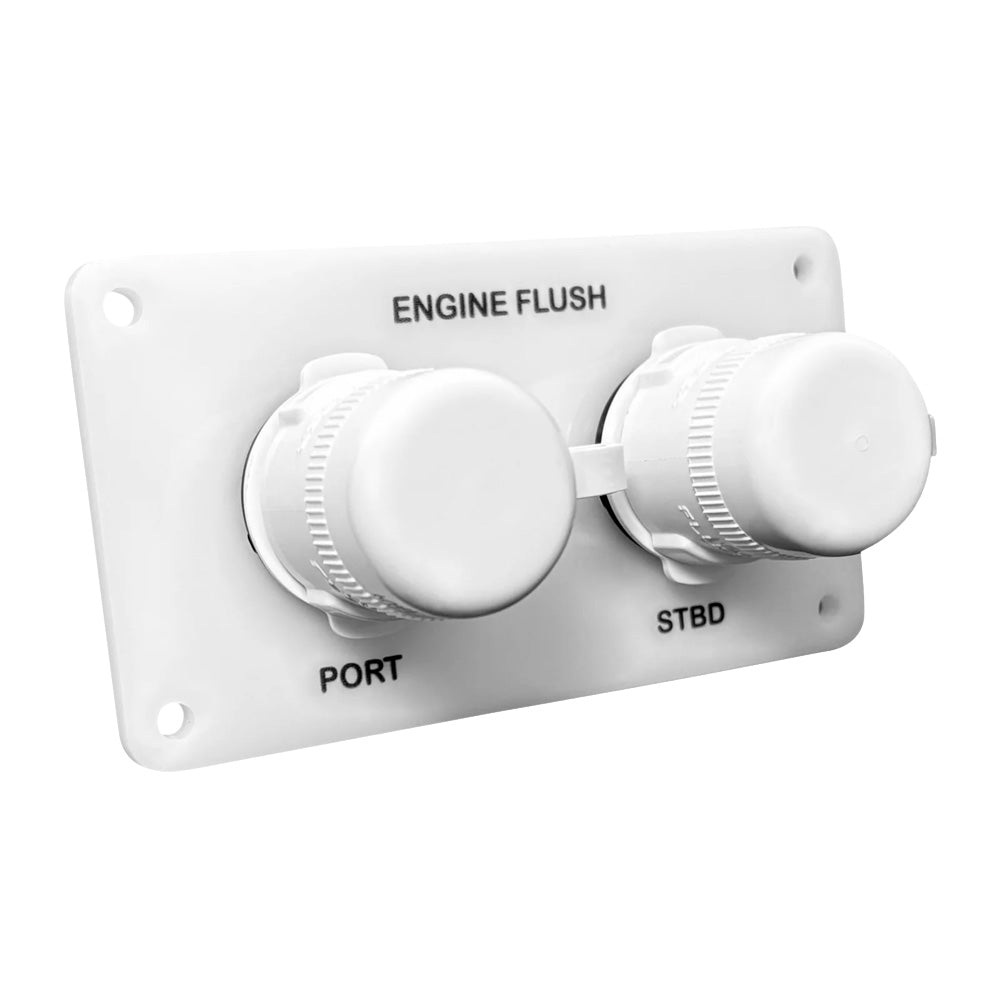 Flushmaster Flush Port Reroute Dual Outlet - White Acrylic Plate - Horizontal - 1/2' Barb — marine flush kits