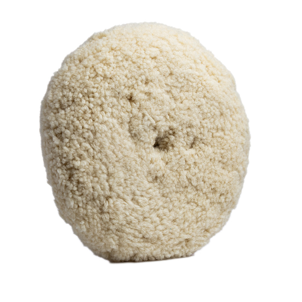Lake Country White Twisted 100% Wool Pad 8" x 1.5" Quick Disconnect — marine cleaning