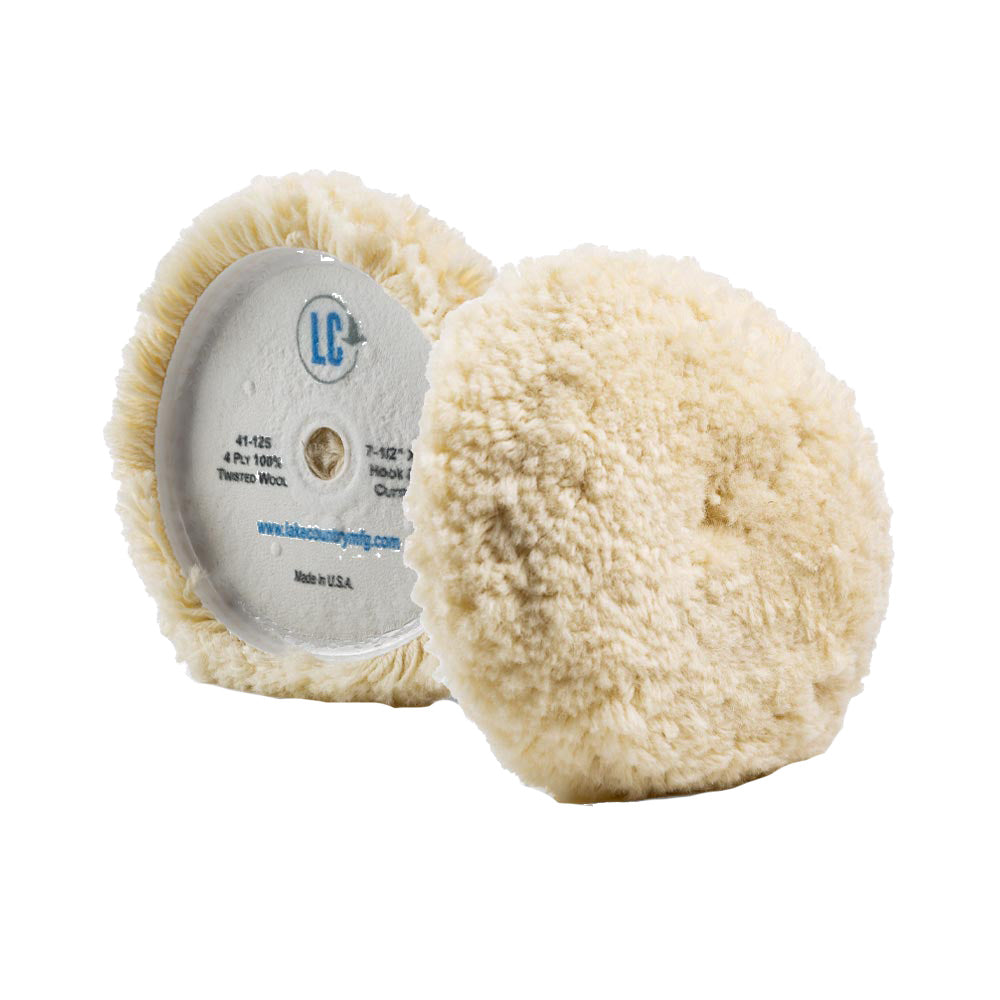 Lake Country Curved Edge 100% Unsteamed Twisted Wool Pag 7.5" x 1.5" — marine cleaning