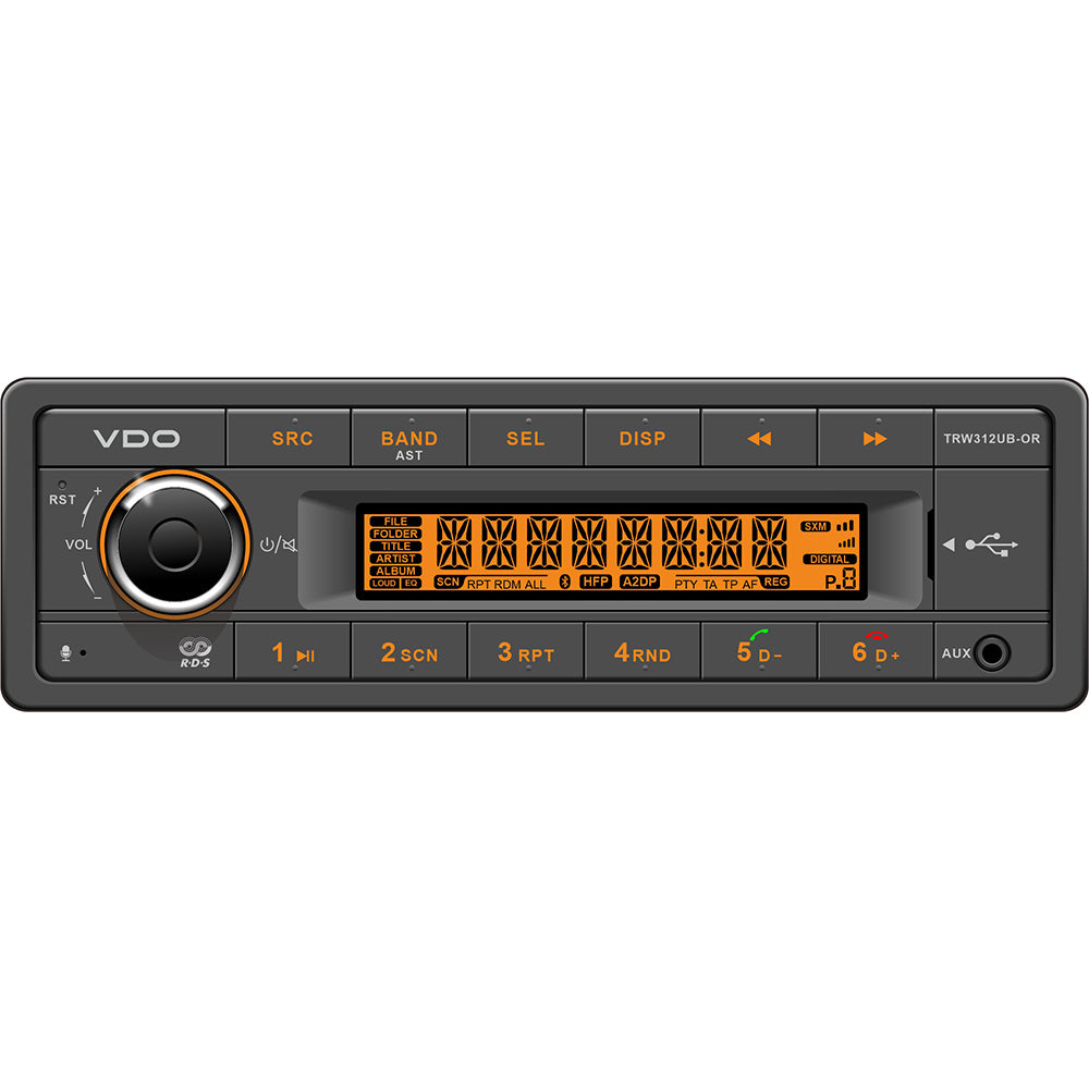 VDO 12V Radio w/FM RDS Tuner MP3/WMA/USB/Bluetooth - Orange Illumination — marine stereos
