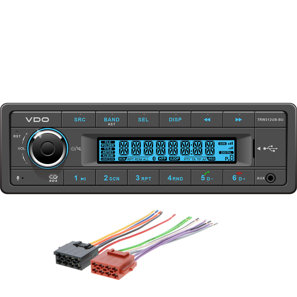 VDO 12V Radio w/FM RDS Tuner MP3/WMA/USB/Bluetooth - Blue Illumination - Includes Power Speaker Harness — marine stereos