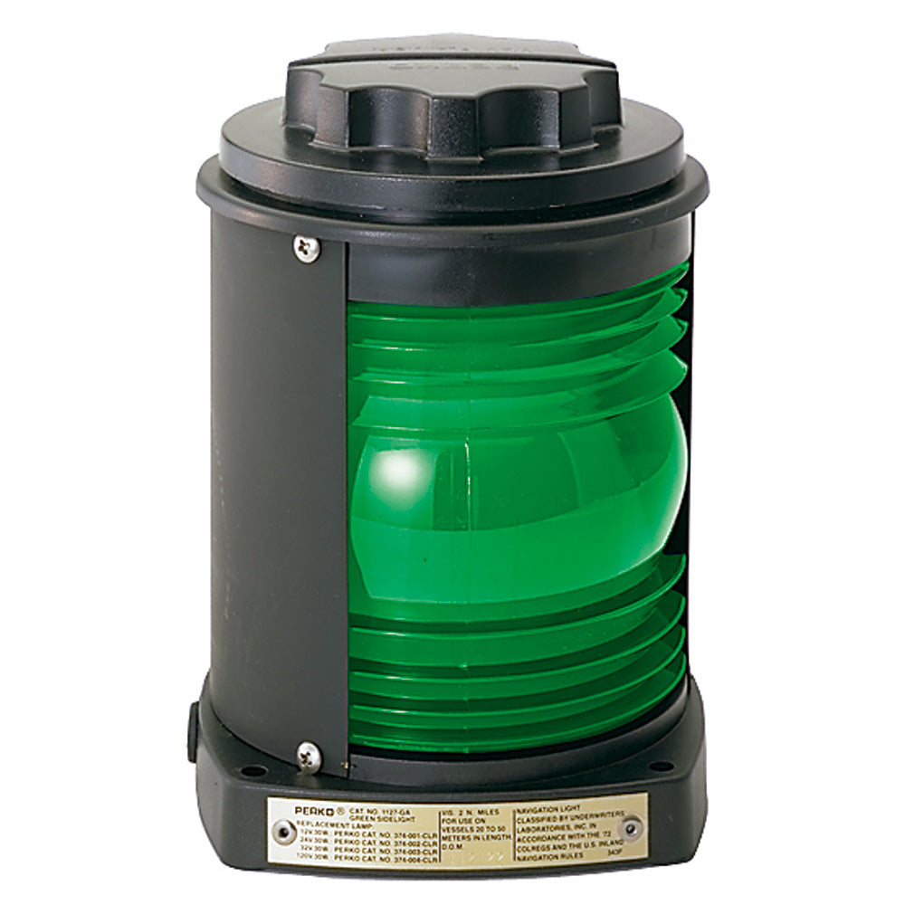 Perko Side Light - Black Plastic, Green Lens — marine navigation lights