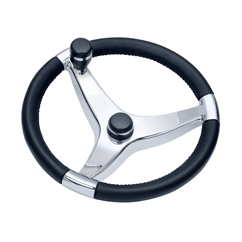 Schmitt Marine Evo Pro 316 Cast Stainless Steel Steering Wheel w/Control Knob - 15.5" Diameter — marine steering wheels
