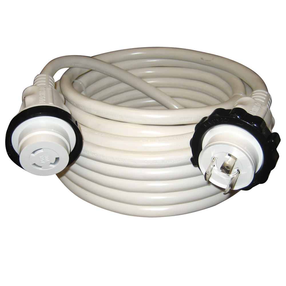 Marinco 30A 125V Molded Standard Cordset - White - 50' — marine shore power