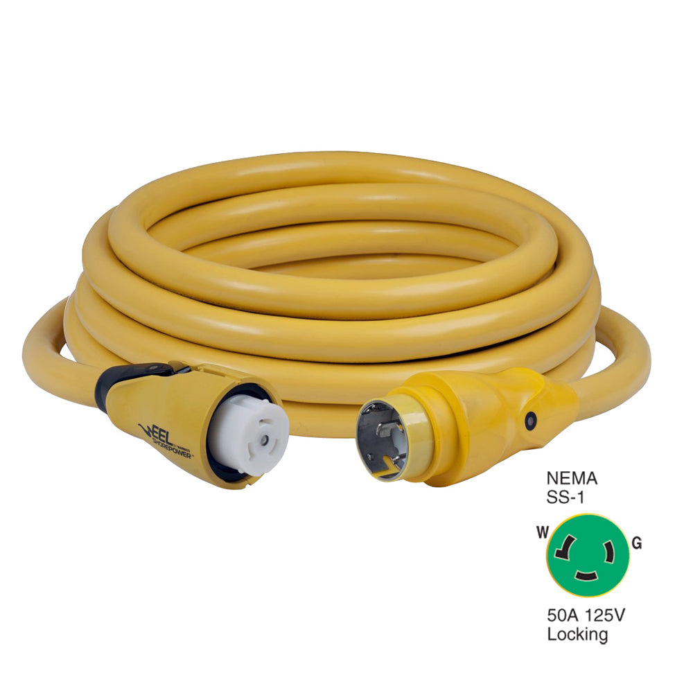 Marinco CS503-25 EEL 50A 125V Shore Power Cordset - 25' - Yellow — marine shore power