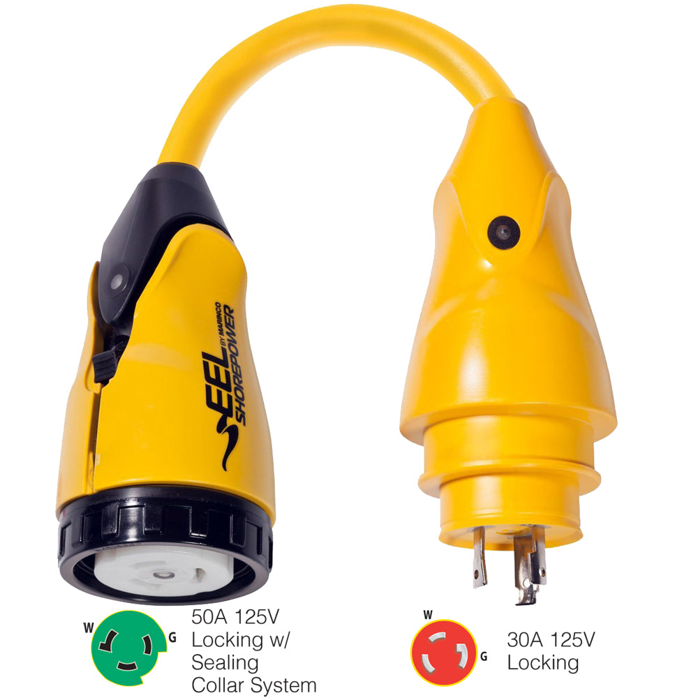 Marinco P30-503 EEL 50A-125V Female to 30A-125V Male Pigtail Adapter - Yellow — marine shore power