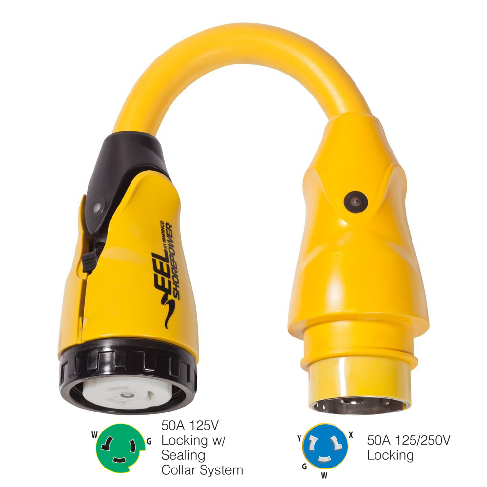 Marinco P504-503 EEL 50A-125V Female to 50A-125/250V Male Pigtail Adapter - Yellow — marine shore power