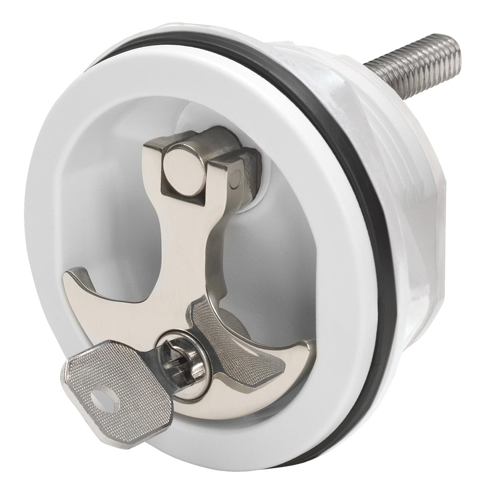 Whitecap Compression Handle - Nylon White/Stainless Steel - Locking — marine latches