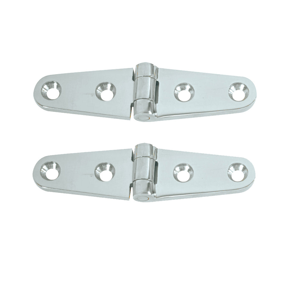 Whitecap Strap Hinge - CP/Brass - 4" x 1" - Pair — marine hinges