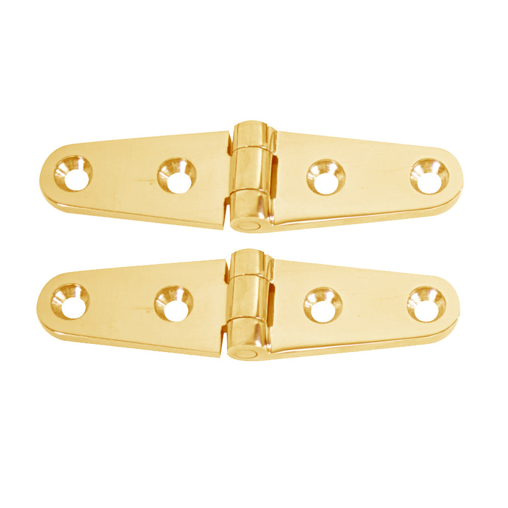 Whitecap Strap Hinge - Polished Brass - 4" x 1" - Pair — marine hinges