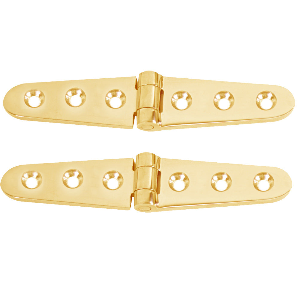Whitecap Strap Hinge - Polished Brass - 6" x 1-1/8" - Pair — marine hinges