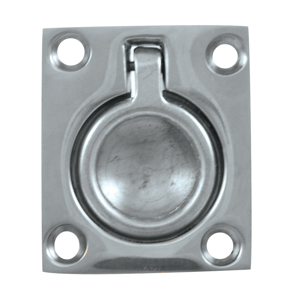 Whitecap Flush Pull Ring - CP/Brass - 1-1/2" x 1-3/4" — marine latches