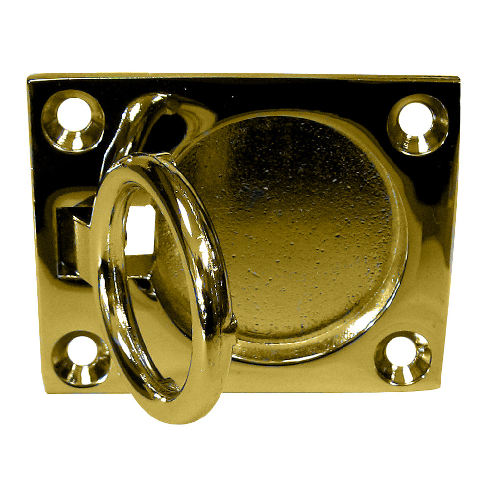 Whitecap Flush Pull Ring - Polished Brass - 2" x 2-1/2" — marine latches