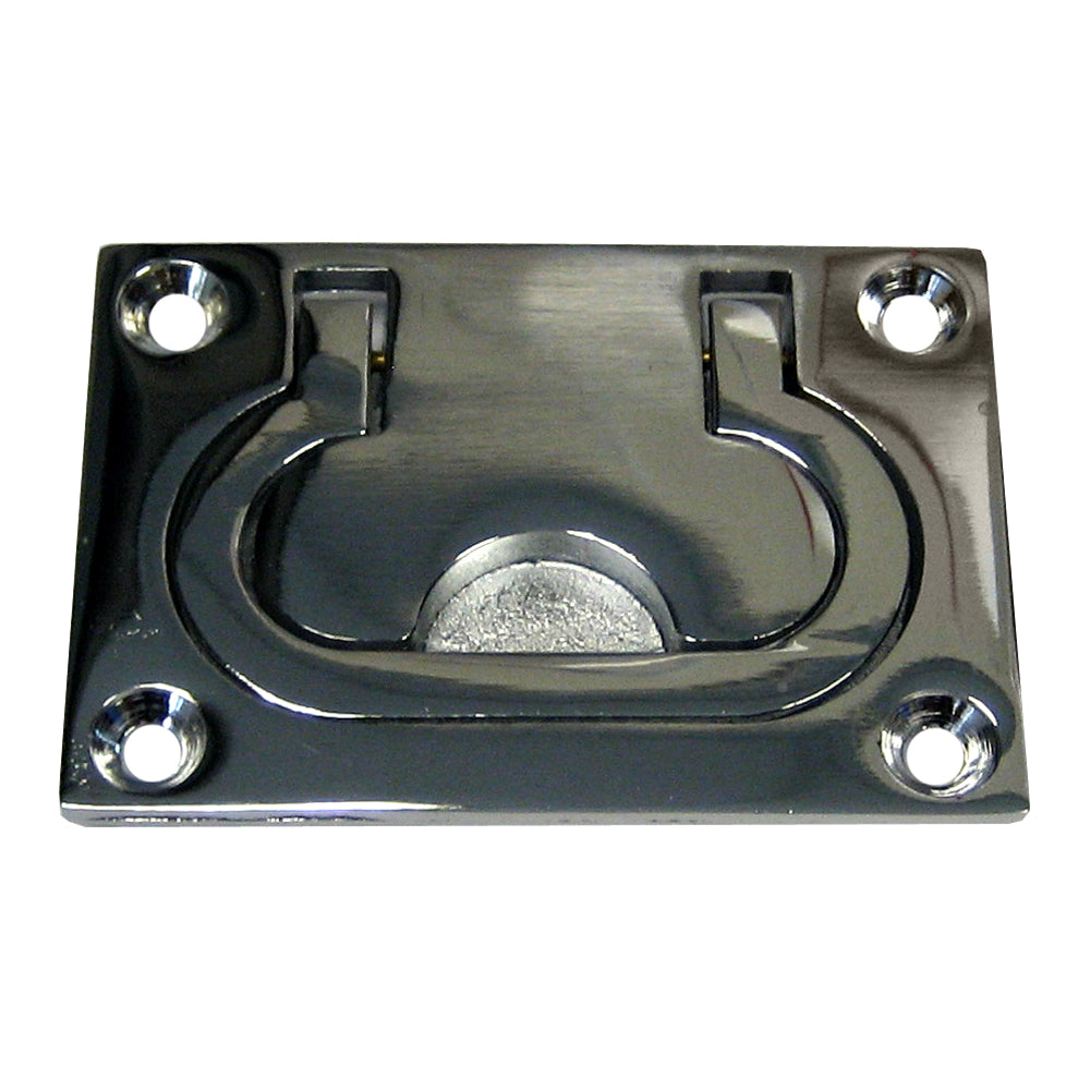 Whitecap Flush Pull Ring - CP/Brass - 3" x 2" — marine latches