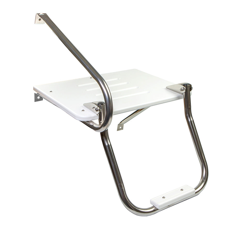 Whitecap White Poly Swim Platform w/Ladder f/Outboard Motors — marine swim platforms