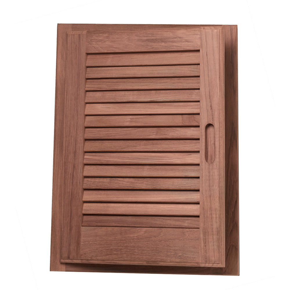 Whitecap Teak Louvered Door & Frame - Left Hand - 15" x 20" — marine teak