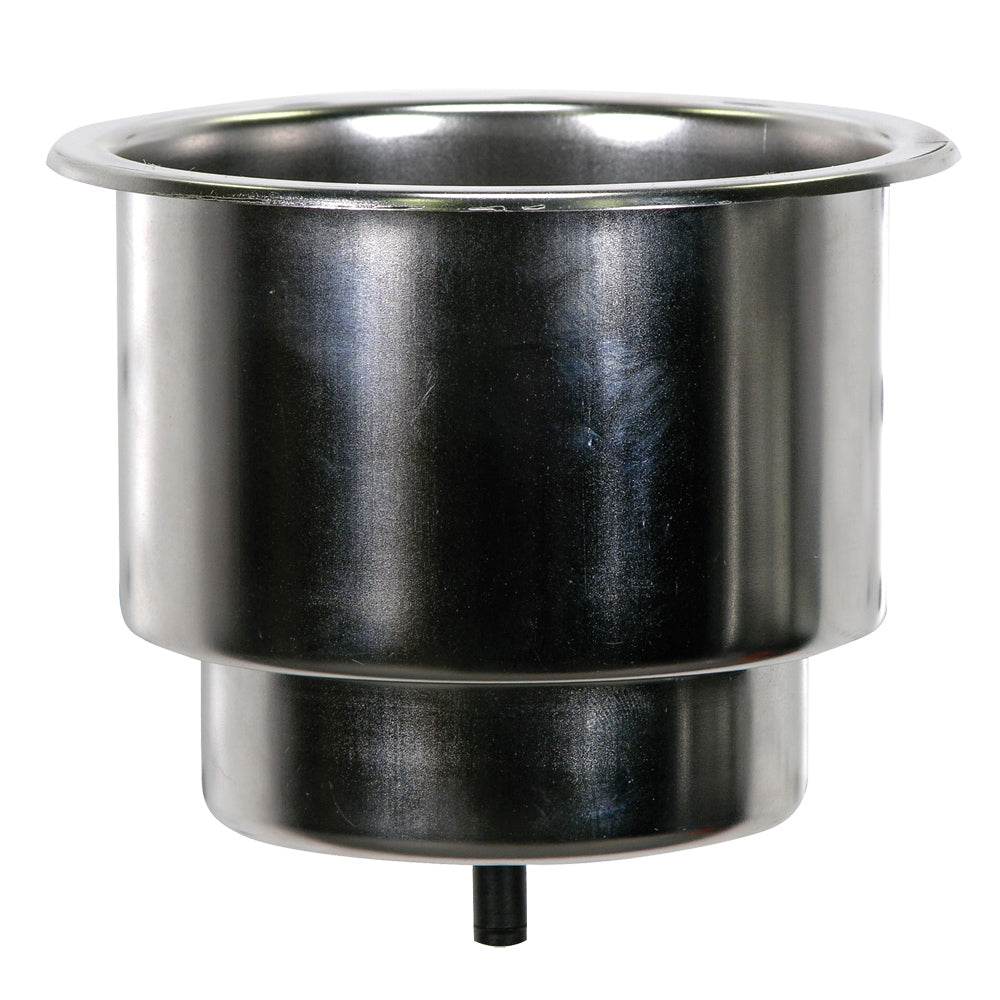 Whitecap Flush Cupholder w/Drain - 302 Stainless Steel — marine deck / galley