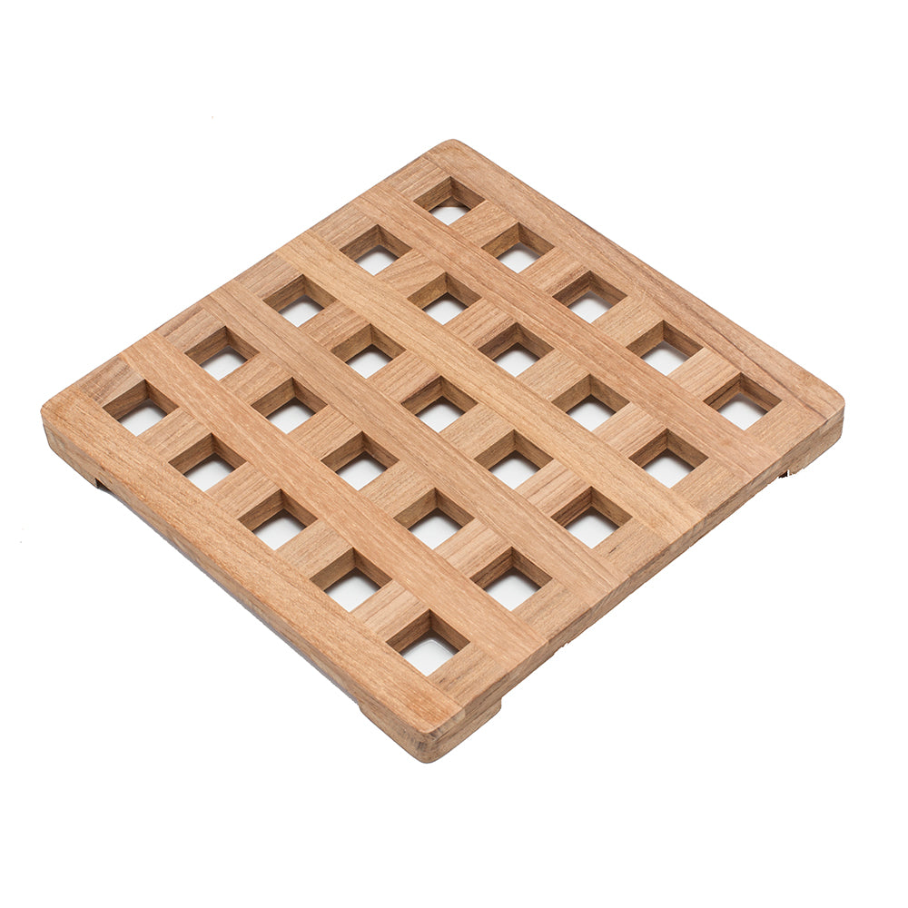 Whitecap Teak Large Square Trivet - 8" — marine teak