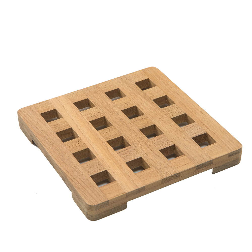 Whitecap Teak Small Square Trivet - 6" — marine teak
