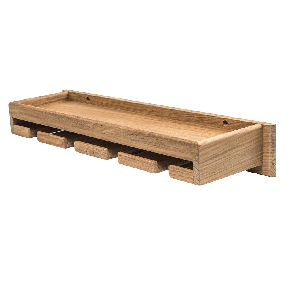 Whitecap Teak Wineglass Rack w/Shelf — marine teak