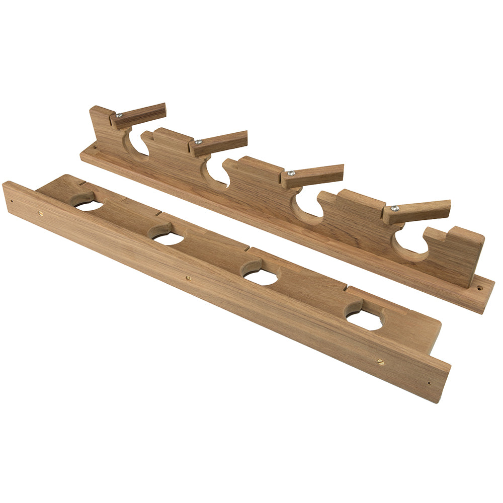 Whitecap Teak Lock-In Four-Rod Storage Rack — marine teak