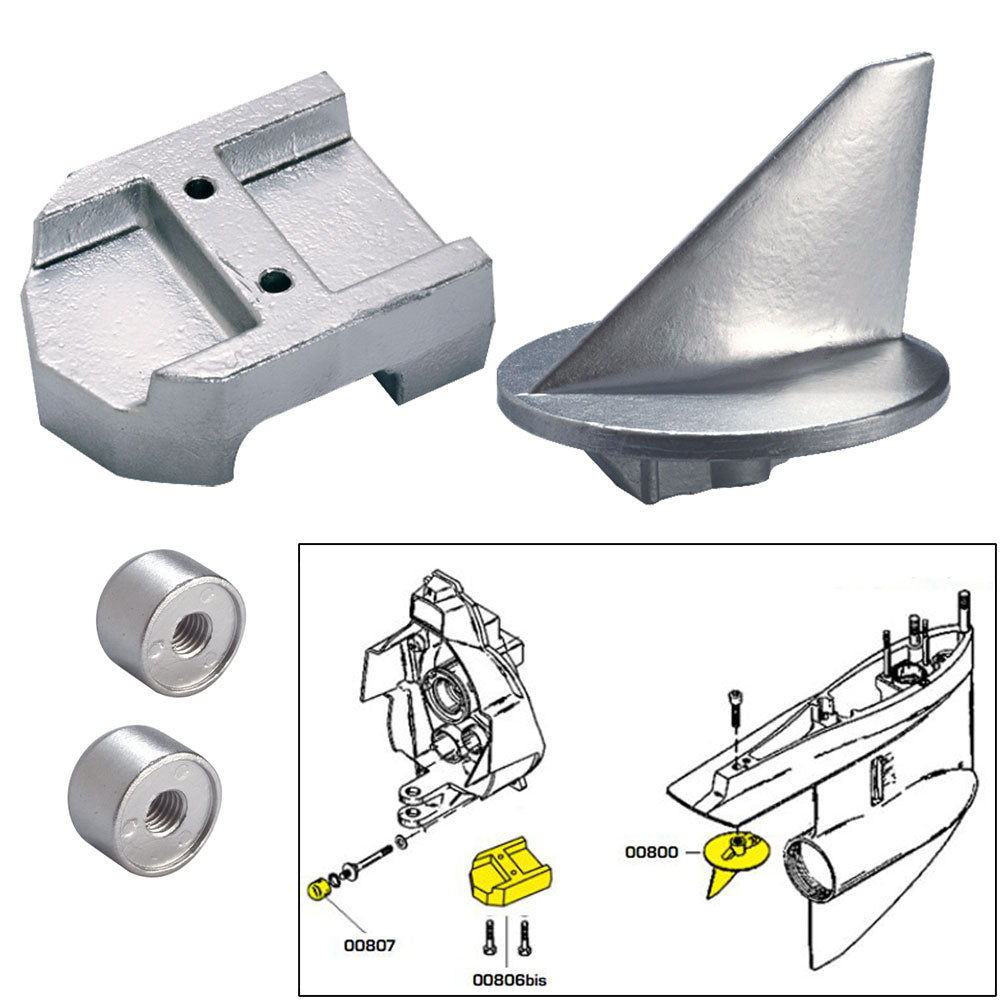 Tecnoseal Anode Kit w/Hardware - Mercury Alpha 1 Gen 1 - Magnesium — marine anodes