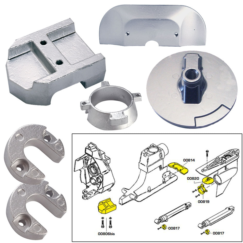 Tecnoseal Anode Kit w/Hardware - Mercury Alpha 1 Gen 2 - Magnesium — marine anodes