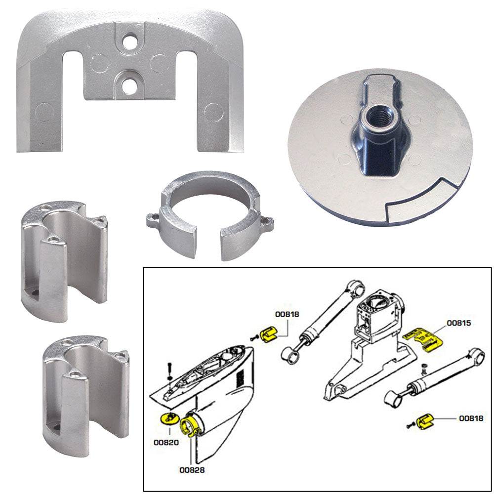 Tecnoseal Anode Kit w/Hardware - Mercury Bravo 1 - Aluminum — marine anodes