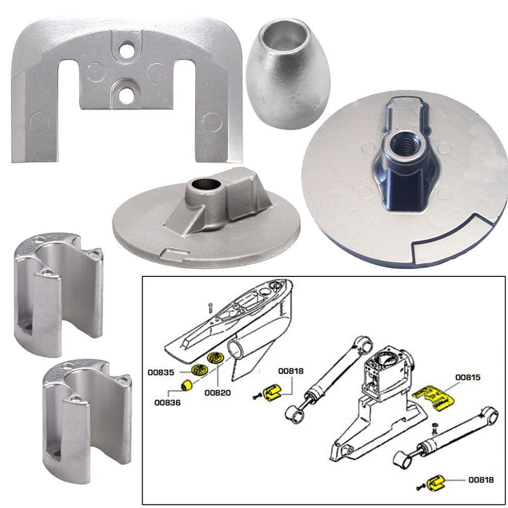 Tecnoseal Anode Kit w/Hardware - Mercury Bravo 3 2004-Present - Magnesium — marine anodes