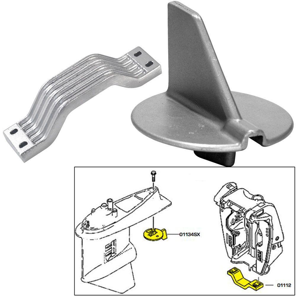 Tecnoseal Anode Kit w/Hardware - Yamaha 150-200HP Left Hand Rotation - Aluminum — marine anodes