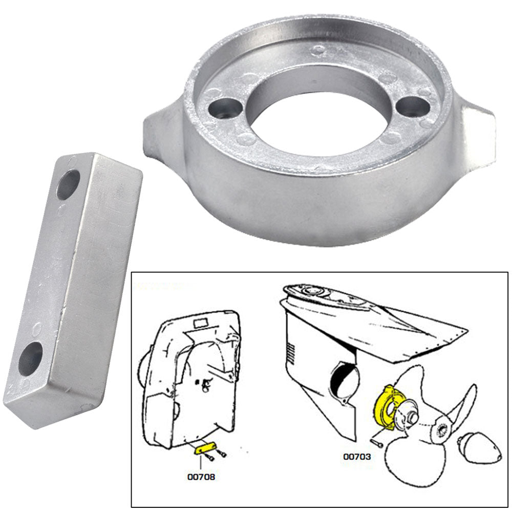 Tecnoseal Anode Kit w/Hardware - Volvo 290 - Zinc — marine anodes
