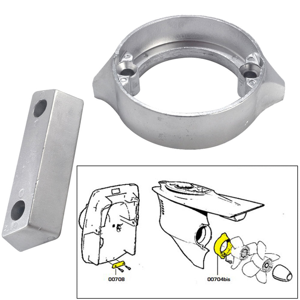 Tecnoseal Anode Kit w/Hardware - Volvo Duo-Prop 290 - Aluminum — marine anodes