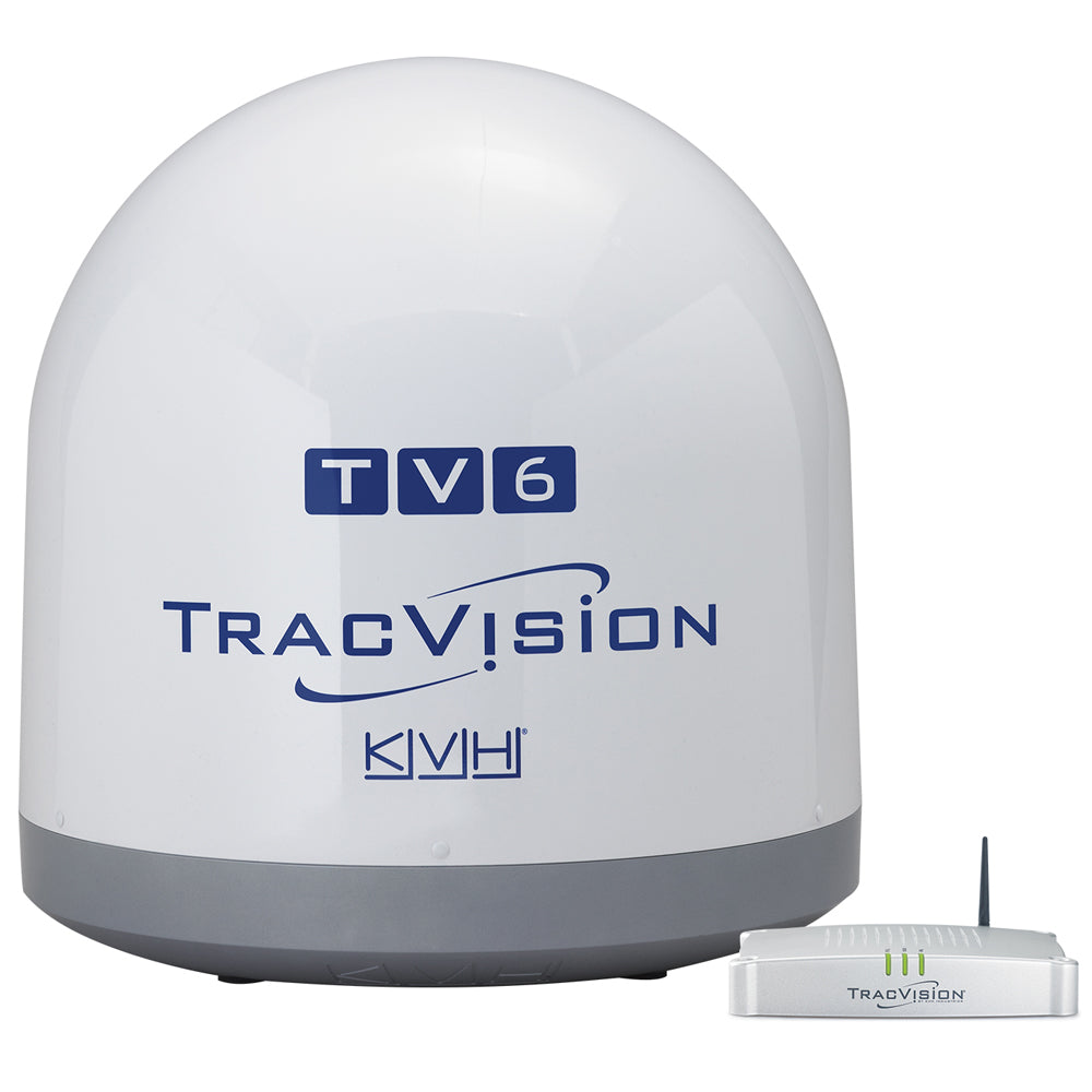 KVH TracVision TV6 w/IP-Enabled TV-Hub & Linear Universal Quad-Output LNB w/Autoskew & GPS — marine satellite tv antennas