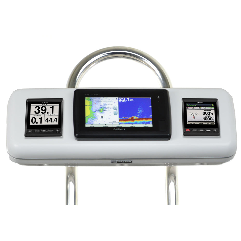 NavPod GP1603 SystemPod Pre-Cut f/Garmin 720/721/ 740/740s/ 741/721xs/741xs/ 70s/70dv & 2 Instruments f/9.5" Wide Guard — marine display mounts