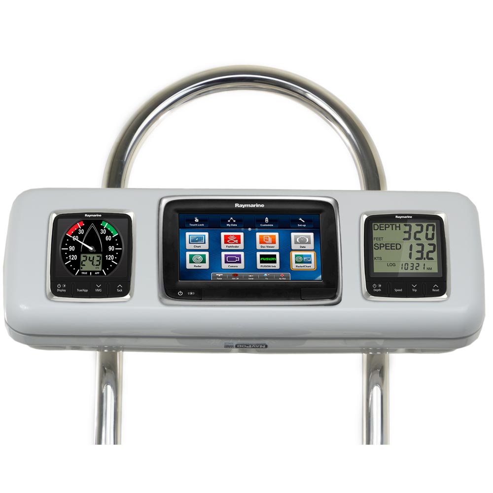 NavPod GP2605 SystemPod Pre-Cut f/Raymarine a75 / a77 / a78 & 2 Instruments f/12" WIde Guard — marine display mounts