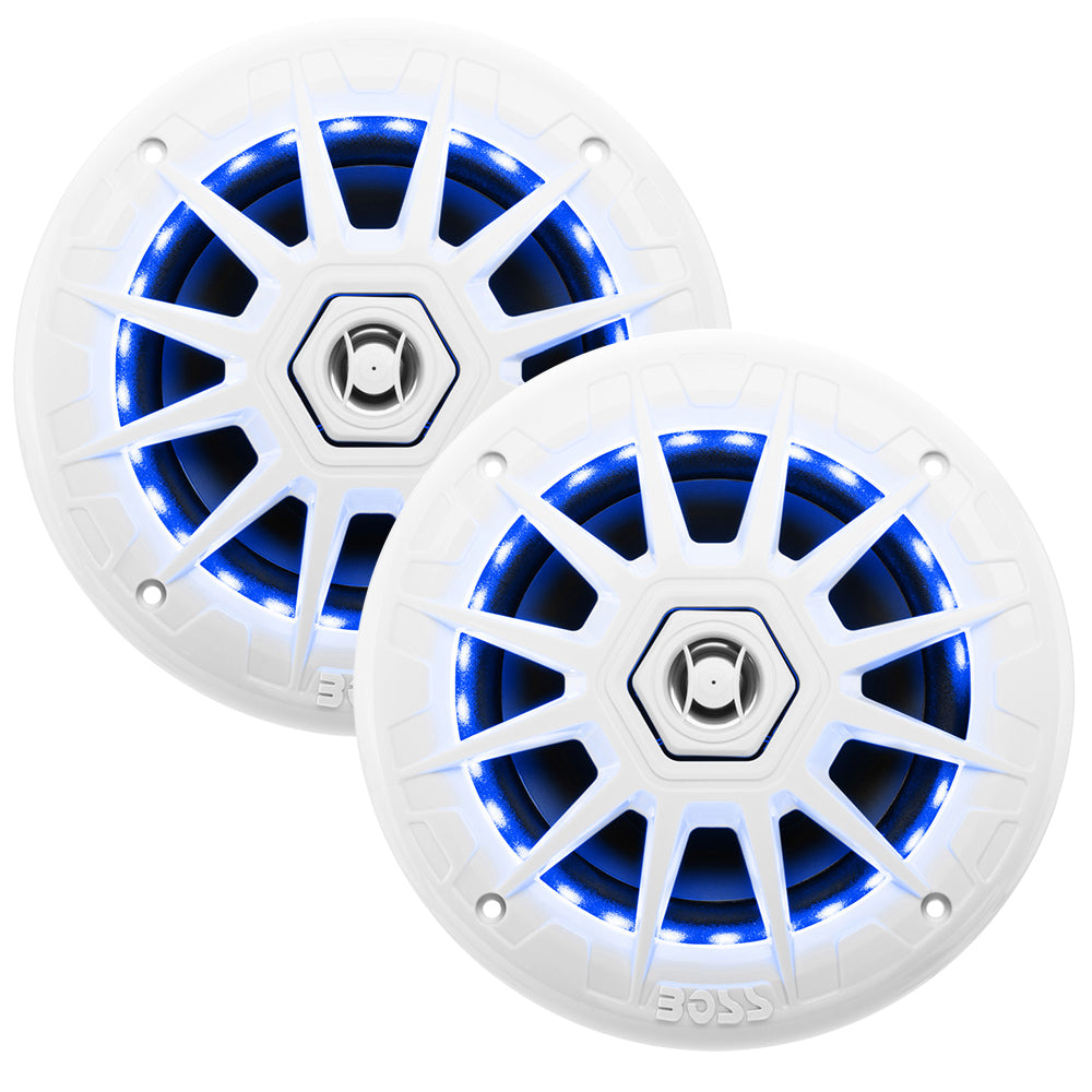 Boss Audio 6.5" MRGB65 Speakers w/RGB Lighting - White - 200W — marine speakers