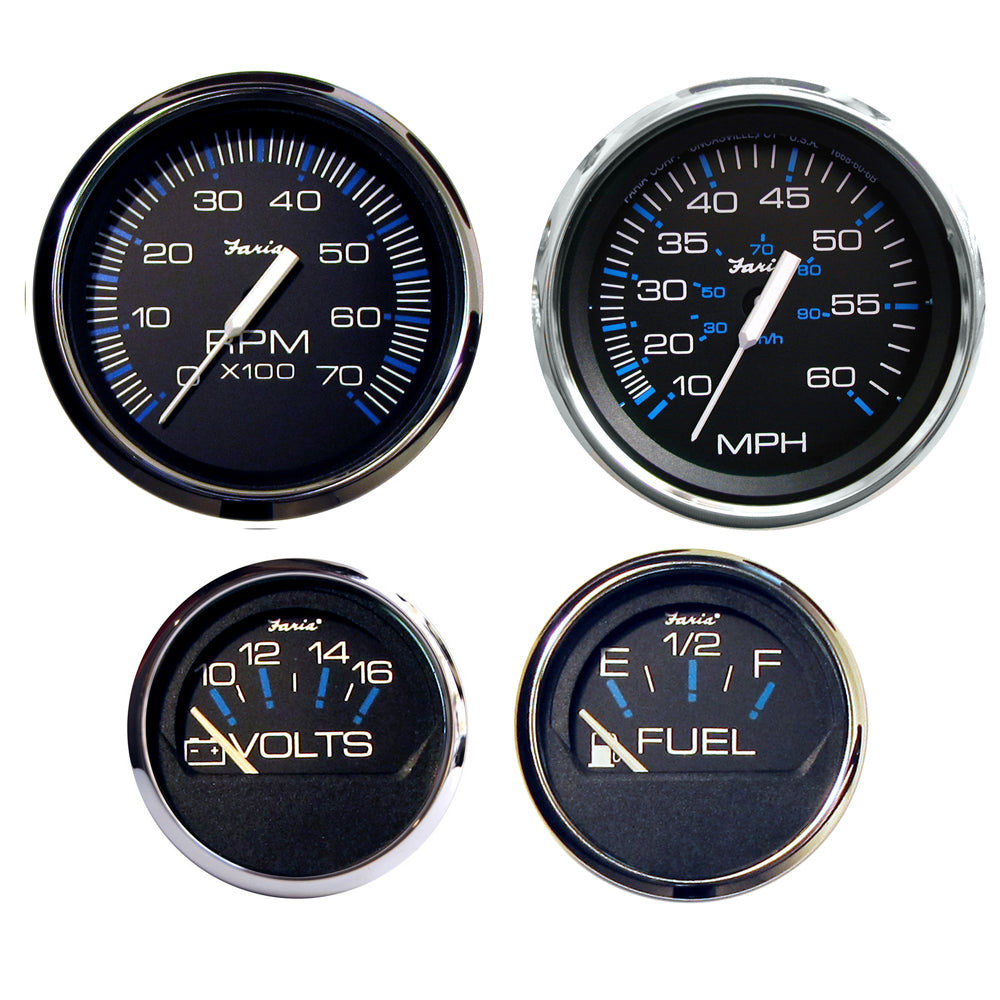 Faria Beede Instruments Faria Chesapeake Black SS Boxed Set - Outboard Motors — marine gauges