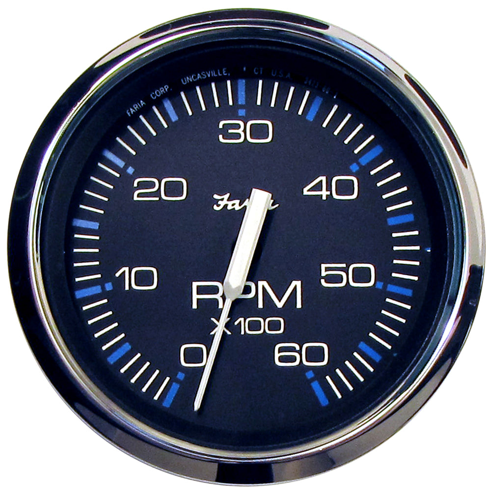 Faria Beede Instruments Faria Chesapeake Black 4" Tachometer - 6000 RPM (Gas) (Inboard & I/O) — marine gauges