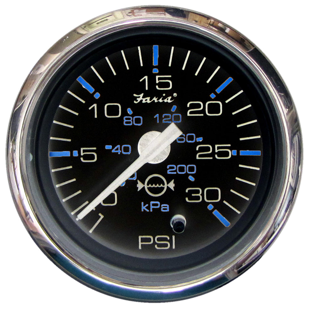 Faria Beede Instruments Faria Chesapeake Black 2" Water Pressure Gauge (30 PSI) — marine gauges